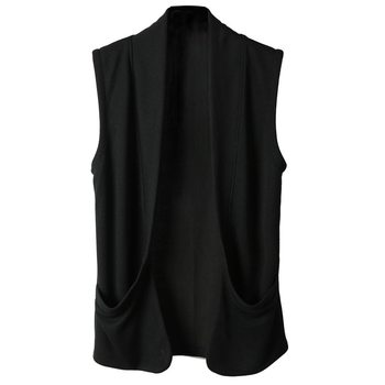 Trendy Thin Vest Jacket Men's Black Vest Vest Spring and Summer Youth Korean Style Slim Sleeveless Cardigan