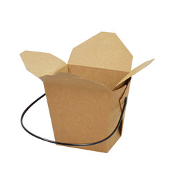 Disposable kraft paper square bottom lunch box deli bucket portable rope food takeout box packaging box pasta beef square bucket