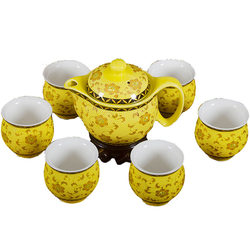 Jingdezhen Complete Kung Fu Tea Set Ceramic Tea Set Drinkware Household Double-layer Ceramic Tea Cup Teapot Set