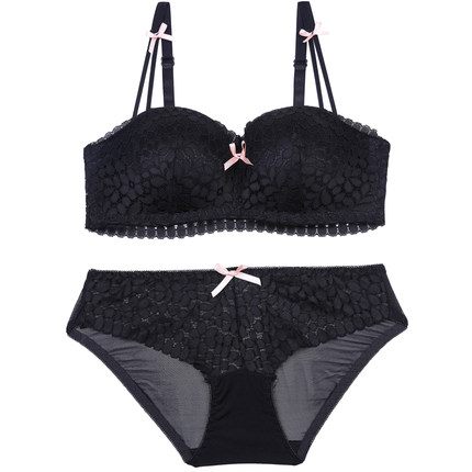 仙怡梦性感蕾丝文胸聚拢无钢圈半杯收副乳加厚胸罩少女内衣套装夏-tmall.com天猫