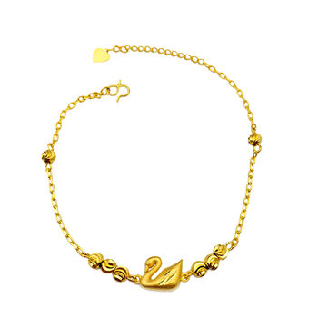 New imitation ວຽດນາມ sand gold ຖົງຕີນໂຊກດີສໍາລັບແມ່ຍິງ copper gold-plated swan concentric lock fake gold anklet euro ເຄື່ອງປະດັບເງິນ