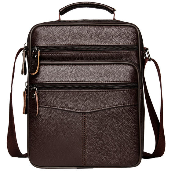 Leather men's bag shoulder gling bag vertically large and small business casual Korean version of business collection official document backpack Leather men's bag shoulder gling bag vertically large and small business casual Korean version of business collection official document backpack