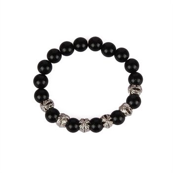 OnlyWhy/Street Bracelet Fashion Versatile Trendy Cross Natural Black Stone Men and Women's Bracelet Couple Students