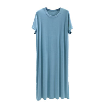 Modal dress ຂອງແມ່ຍິງ summer ໄຂມັນ mm plus ຂະຫນາດສັ້ນ slit ຍາວ skirt ວ່າງ nightgown slimming bottoming skirt
