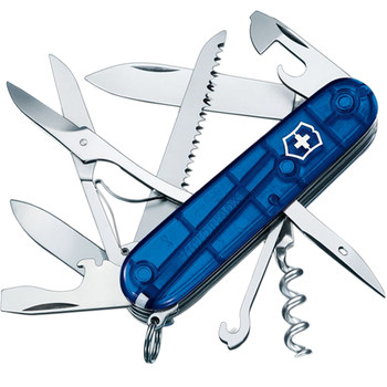 Victorinox Swiss Army Knife ແທ້ຈິງ 91MM Blue Transparent Hunter 1.3713.T2 Multifunctional Swiss Knife