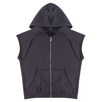 ເສື້ອຍືດແຂນເສື້ອຝ້າຍຜູ້ຊາຍ hoodie ພາກຮຽນ spring ແລະ summer ກິລາແລະການພັກຜ່ອນ zipper cardigan waistcoat ການຝຶກອົບຮົມອອກກໍາລັງກາຍ vest jacket