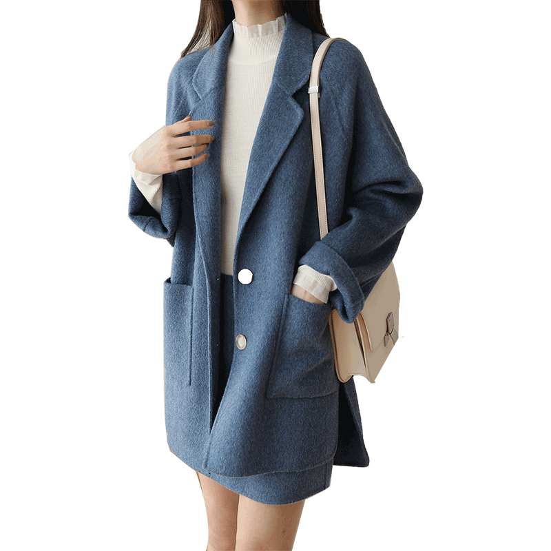 New short double-sided woolen suit set skirt for autumn and winter small coat for women cashmere-free mid-length D521
New short double-sided woolen suit set skirt for autumn and winter small coat for women cashmere-free mid-length D521