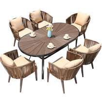Yuanmao Internet celebrity outdoor table and chair courtyard combination outdoor leisure coffee bar rattan lazy chair outdoor dining table and chairs