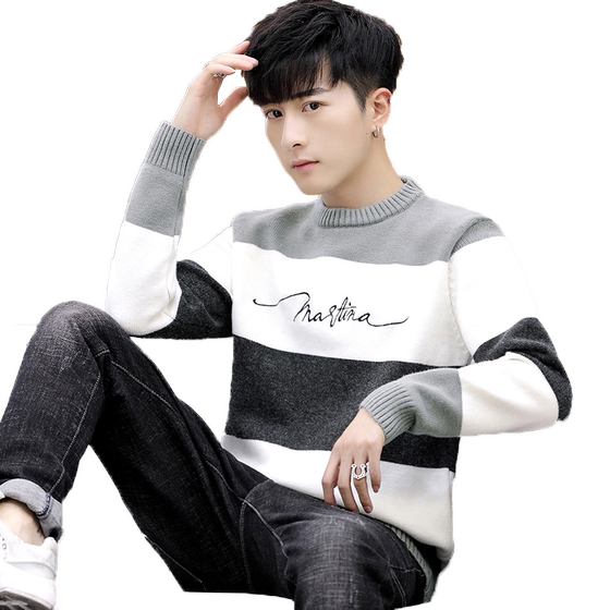 Youth thick winter sweater men's Korean version loose and lazy style Student strange student pullover round neck knit sweater Youth thick winter sweater men's Korean version loose and lazy style Student strange student pullover round neck knit sweater