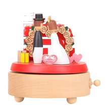 Happy Wedding Rotating Music Box Wooden Music Box for Girls and Boyfriends as Wedding Birthday Gifts for New Bride