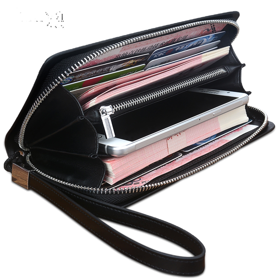 Men's wallet long zipper genuine leather 2025 new handbag cowhide card bag large capacity clutch wallet men's model Men's wallet long zipper genuine leather 2025 new handbag cowhide card bag large capacity clutch wallet men's model