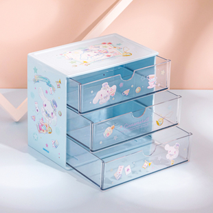 名创优品三丽鸥抽屉式收纳miniso可爱宿舍杂物手账桌面整理收纳盒