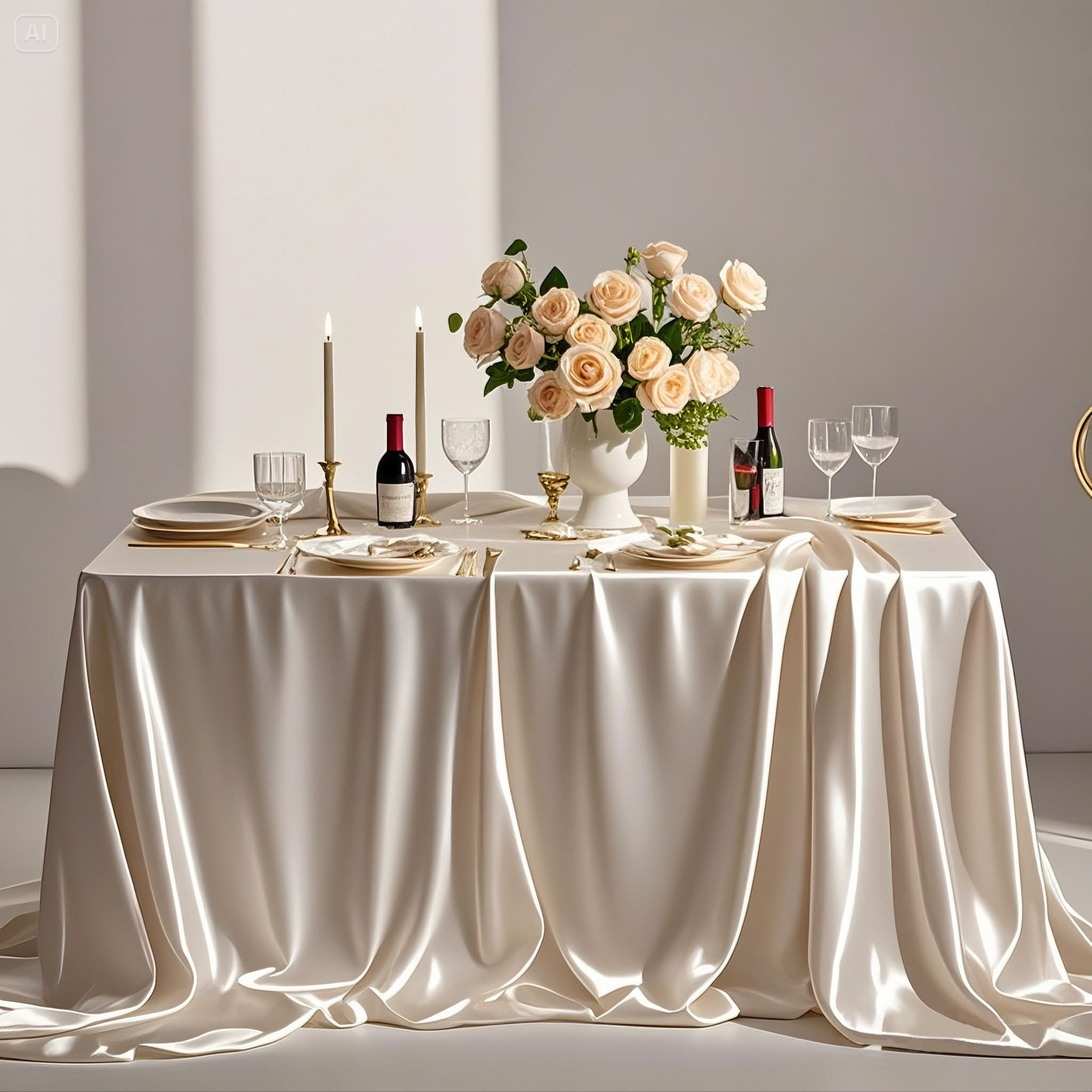 定制白色会议桌布长方形轻奢高级感酒店商务西餐厅甜品台缎面台布