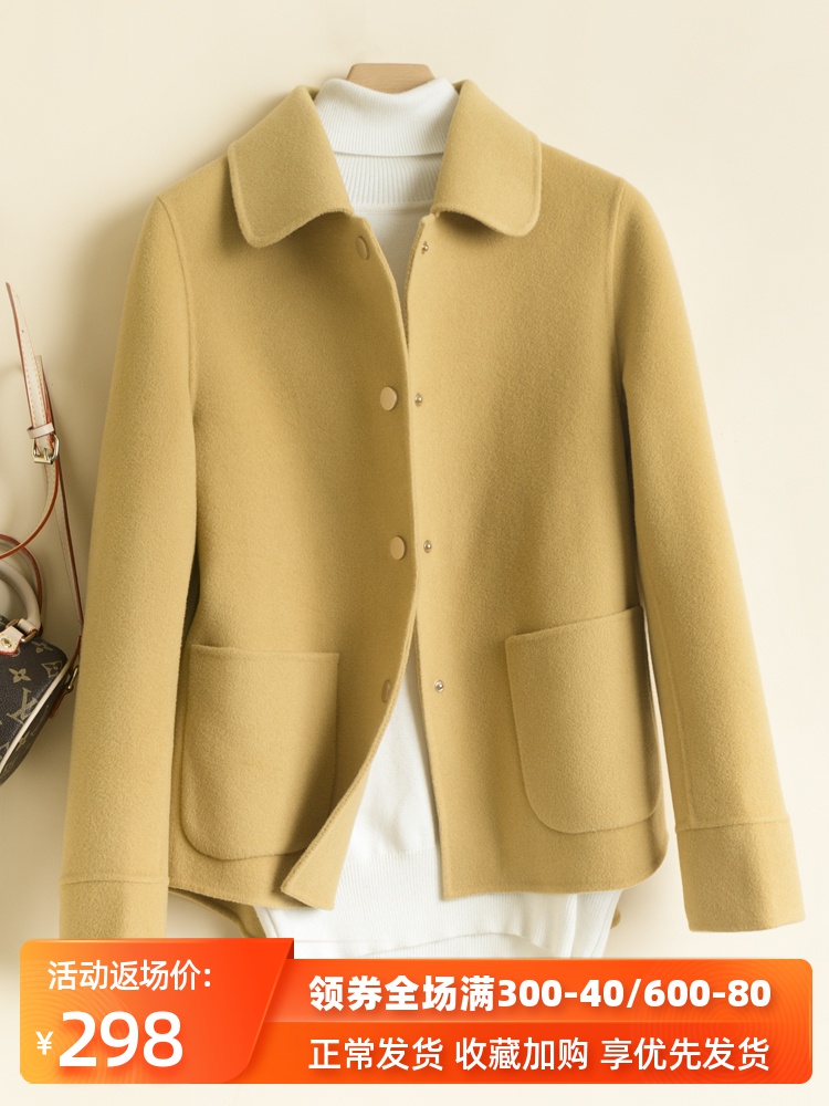 2019 new Hepburn wind double-sided cashmere coat female small brief paragraph short high-end wool woolen cloth coat