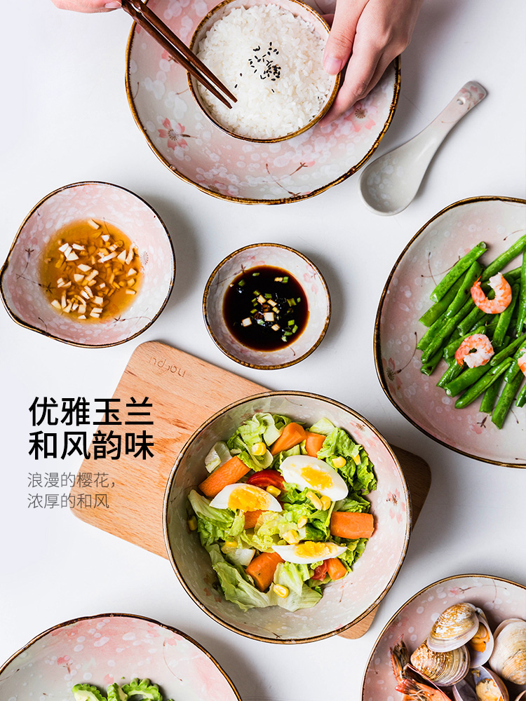 Modern housewives snow sakura Japanese ceramics tableware creative dish plates soup bowl rainbow such as bowl home dishes