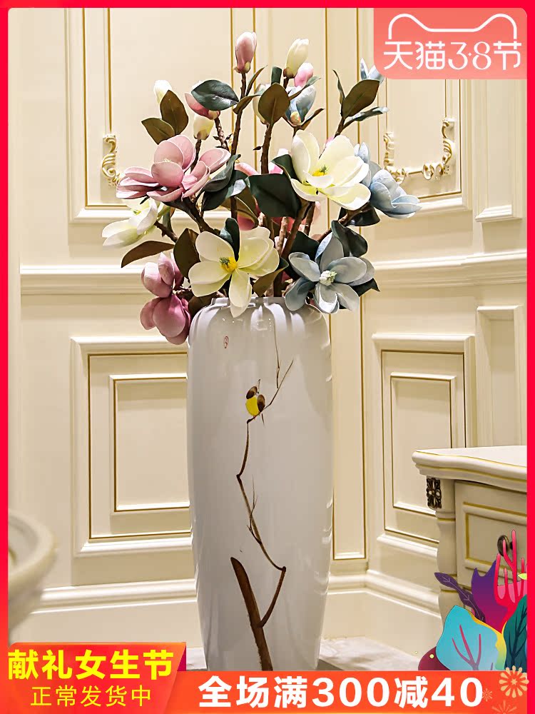 New Chinese style living room floor vase mall cafe restaurant decorative flower receptacle, jingdezhen ceramic decorative furnishing articles