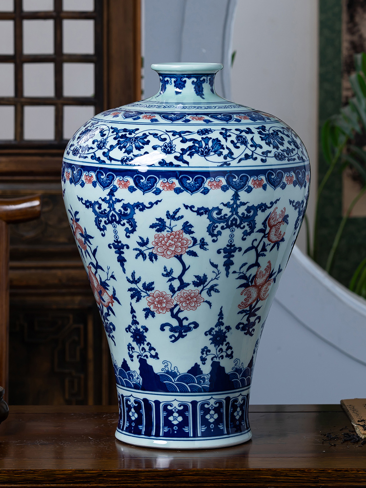 Jingdezhen ceramics archaize large blue and white porcelain vase porch TV ark, sitting room adornment of Chinese style household furnishing articles