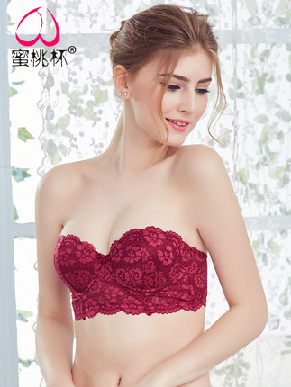 蜜桃杯无肩带聚拢文胸 胸贴婚纱聚拢礼服抹胸罩防下滑隐形文胸-tmall.com天猫