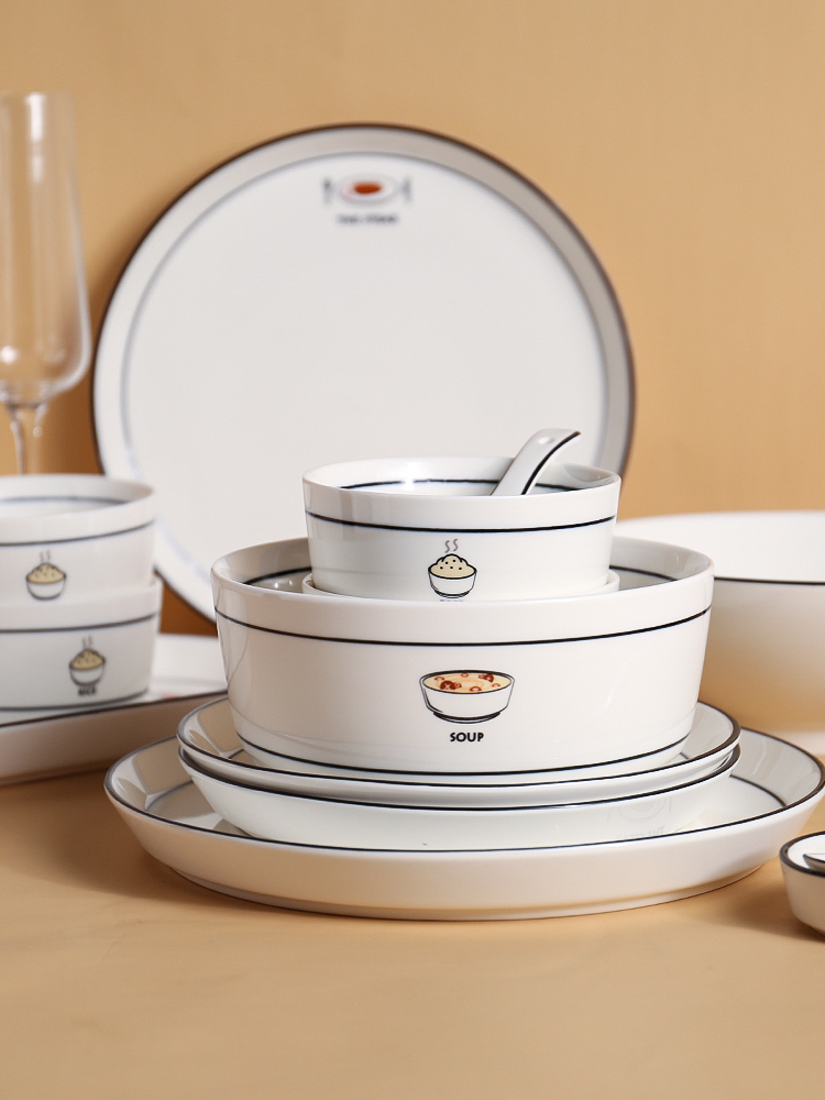 In northern sichuan ceramic tableware dish bowl dish bowl chopsticks sets of household, combination of creative move contracted web celebrity