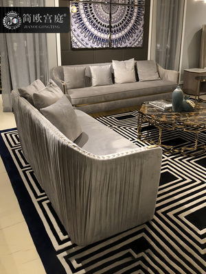 北欧轻奢布艺沙发 品牌1+2+3组合沙发 后现代客厅大户型沙发定制