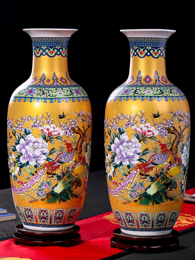 Jingdezhen ceramics landing large vases, flower arrangement in modern Chinese style living room home TV ark adornment furnishing articles