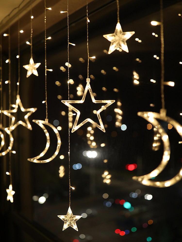 ไฟประดับ led Star Light Moon Room Decoration Light Flash Light Light Gypsophila Curtain Light Net Light Bedroom Decorate   