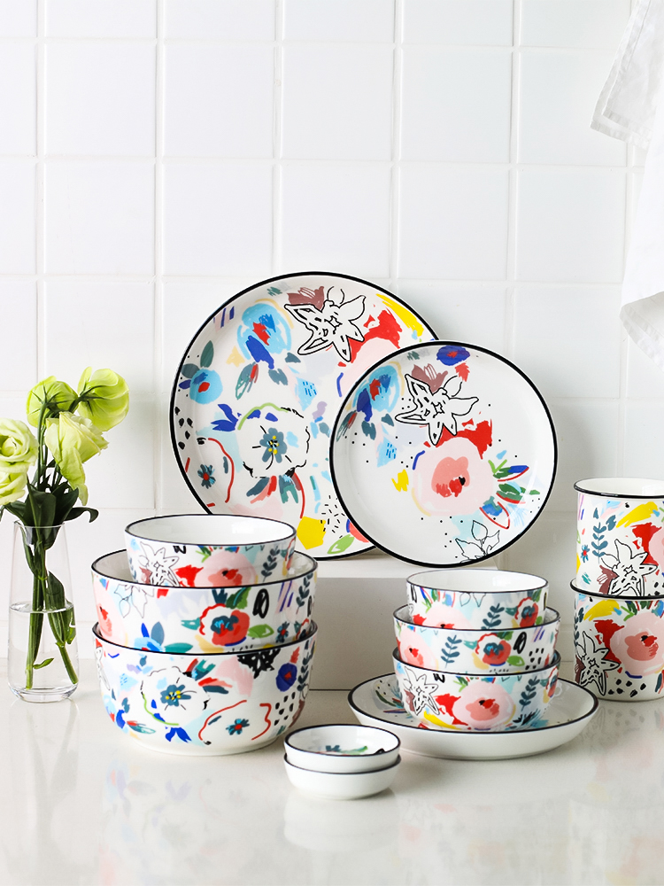 Island house flowers yan hand - made ceramic bowl in creative household single plate job rainbow such as bowl dish dish dish dish