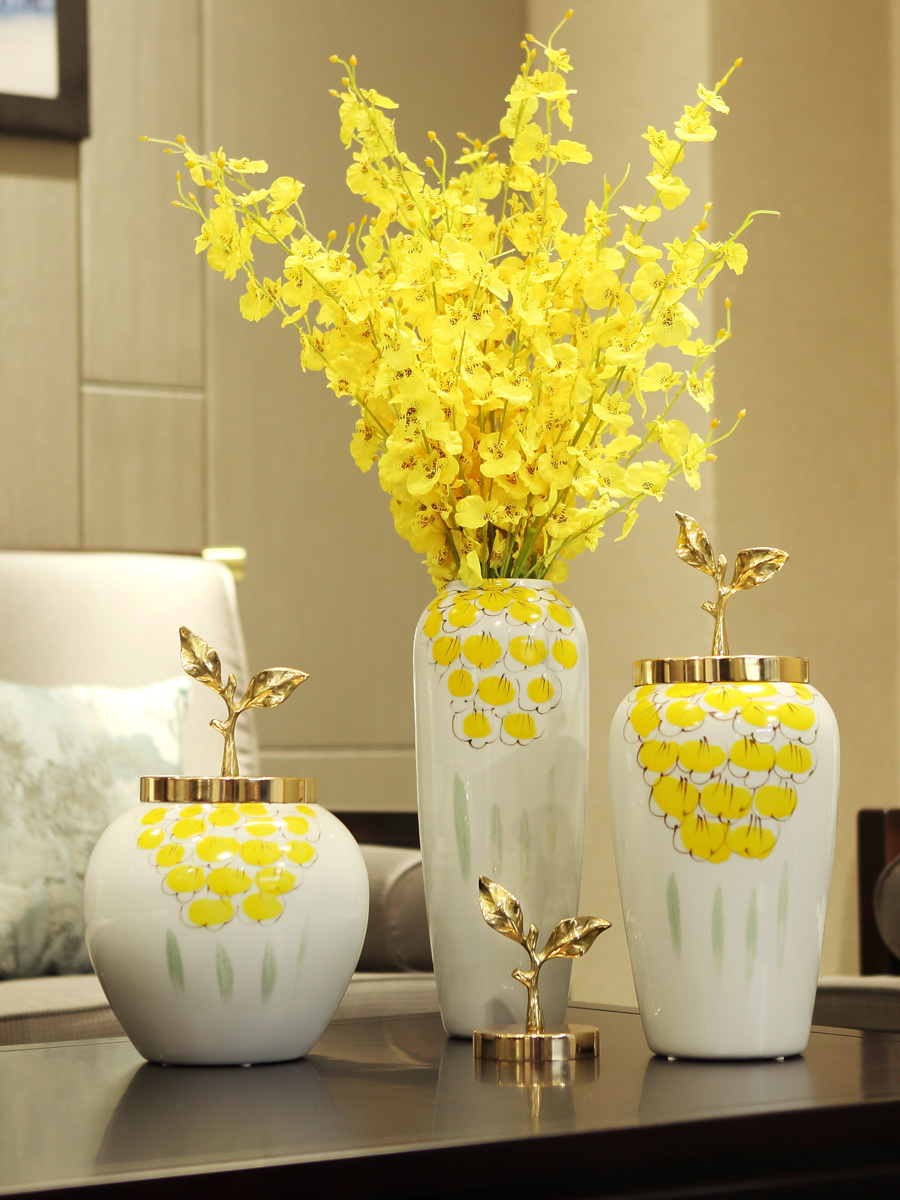 I and contracted new Chinese vase dry flower arranging flowers, ceramic flower implement the sitting room TV ark, porch light decoration key-2 luxury furnishing articles