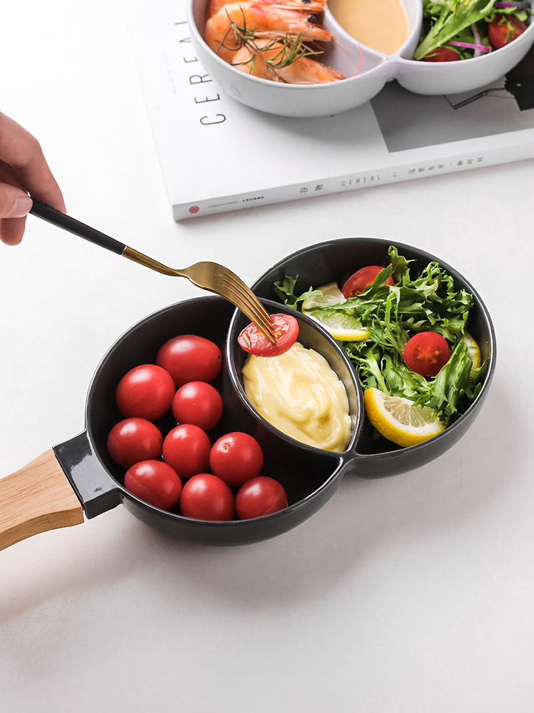 Sichuan island house have the handle frame ceramic fruit bowl of household creative snack tray snack plate tea tray snack plate