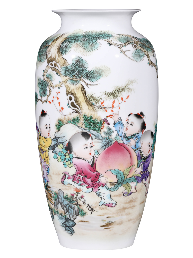 Jingdezhen ceramics powder enamel vase sitting room of Chinese style household dry flower adornment bedroom TV cabinet table furnishing articles