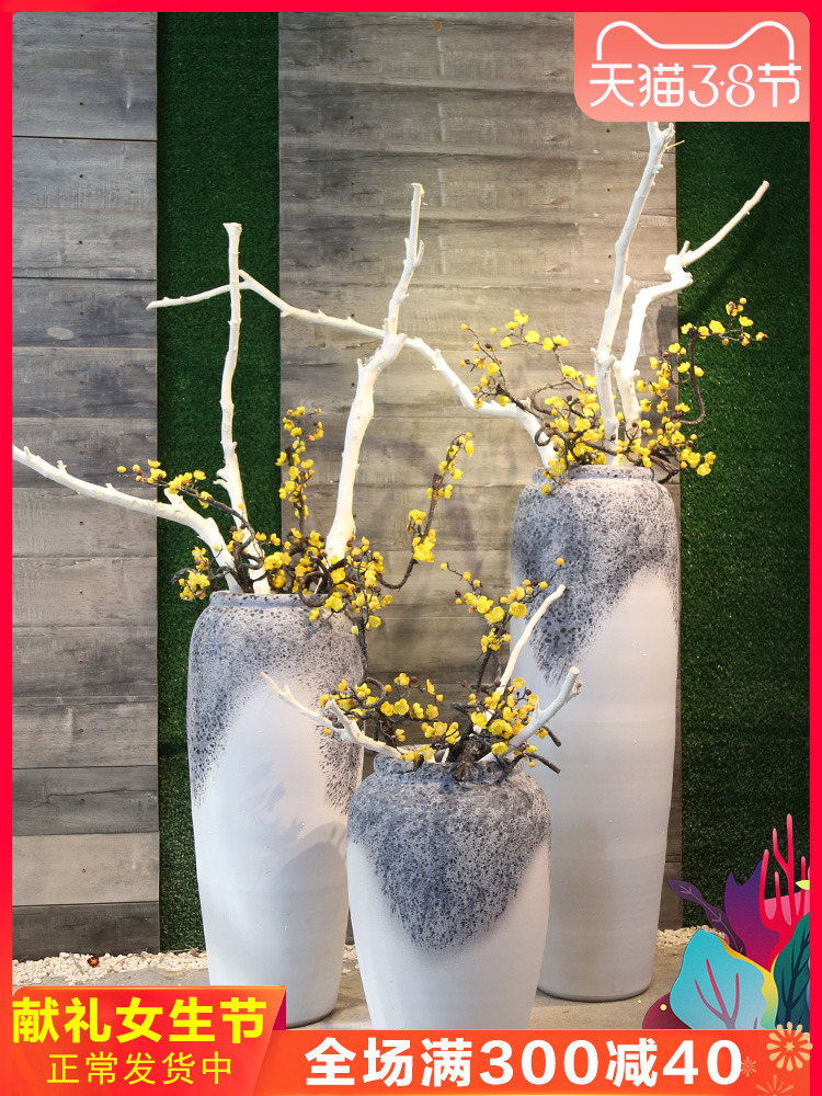 Restoring ancient ways of jingdezhen ceramic furnishing articles sitting room be born creative coarse pottery big vase crafts new Chinese style is contracted flower arrangement