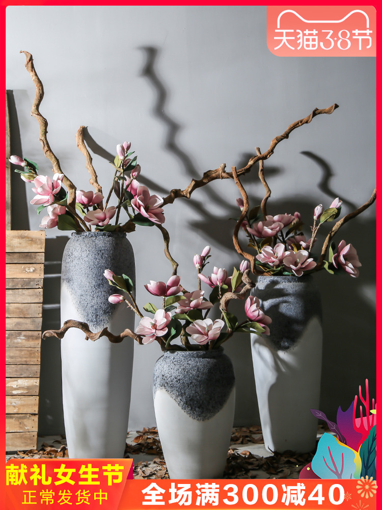 Jingdezhen ceramic vase landing high style restoring ancient ways coarse pottery decoration villa hotel adornment is placed between example flower arrangement