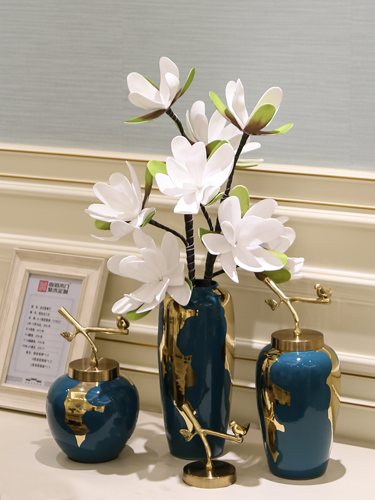 Mesa of new Chinese style ceramic vase retro creative light much dry flower, flower implement home decoration decoration is a sitting room