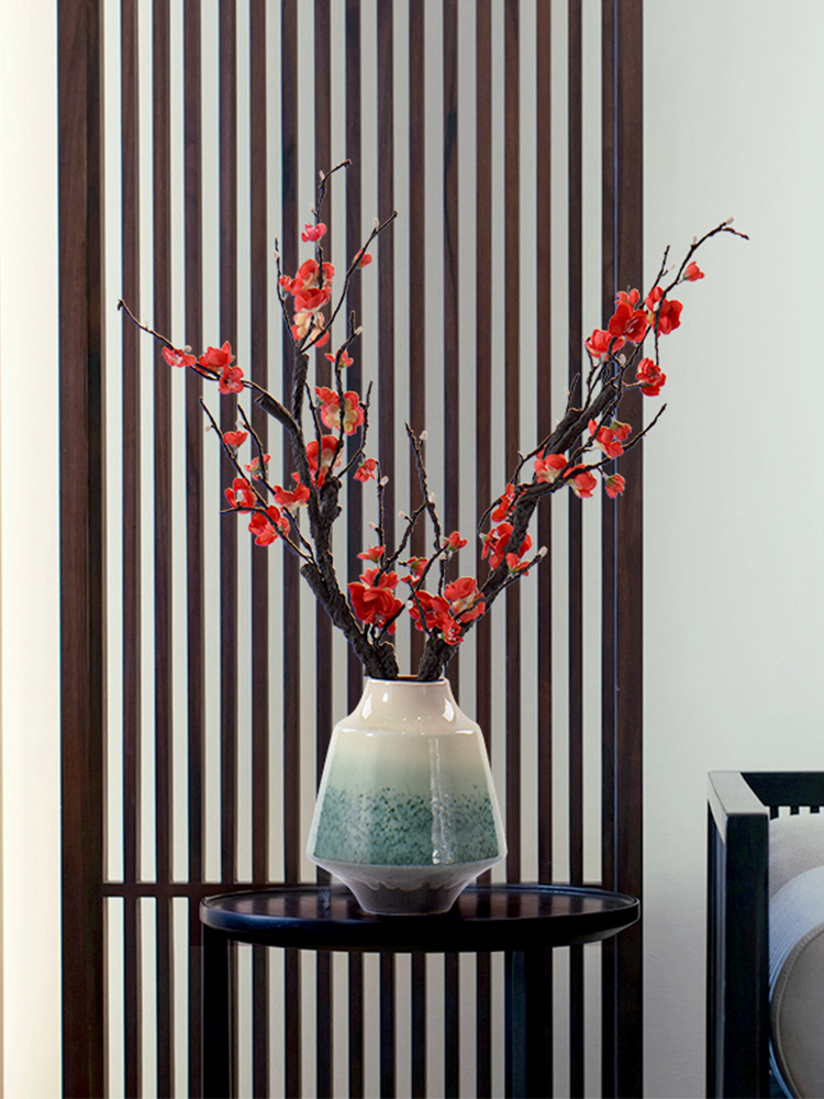 Name Plum blossom put put vase is placed between example of new Chinese style living room TV cabinet ceramic flower implement green porch soft decoration