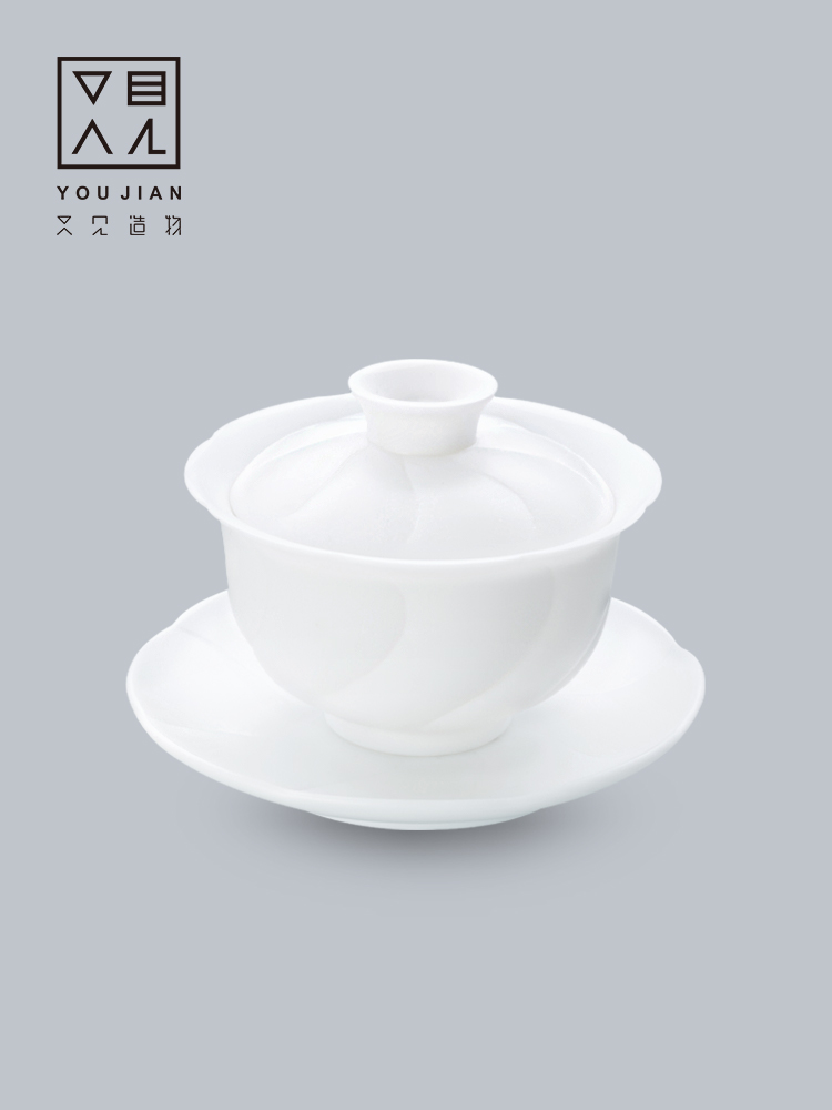 And creation of ceramic tureen dehua creative manual three to make tea tureen kung fu tea set white porcelain large bowl