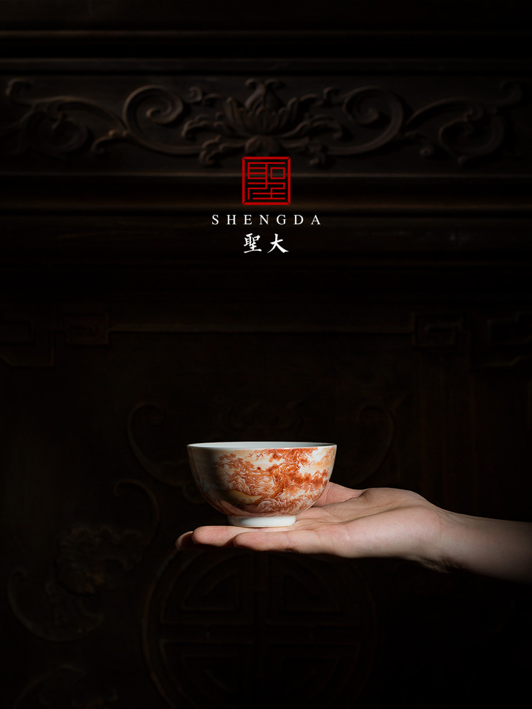 Santa teacups hand - made ceramic kungfu heavy industry alum red color valleys read master cup all hand of jingdezhen tea service