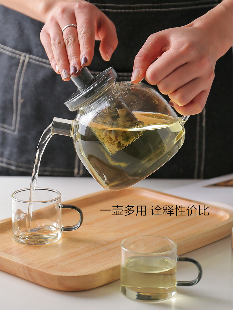 Sichuan island house teapot high - temperature heat - resistant glass teapot electric TaoLu cook little teapot teacup tea suit household