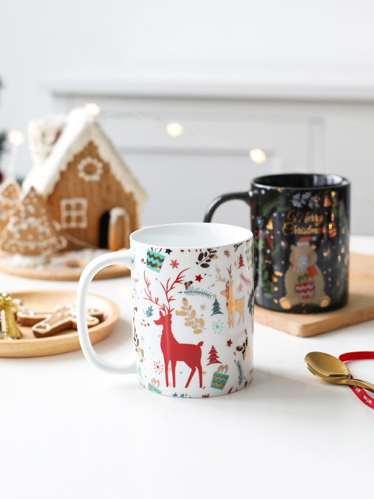 Sichuan island house cup elk Christmas bear ceramic cup keller couples cup cup glass office coffee cup