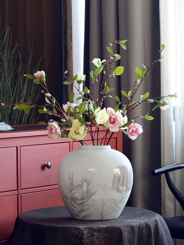 Freehand brushwork protea ice porcelain of jingdezhen ceramic vases, new Chinese style furnishing articles sitting room decoration clear soup WoGuo arranging flowers