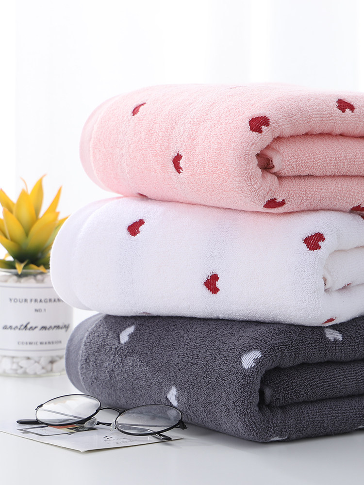 ผ้าขนหนู Levin Flowers Peach Heart Bath towel Cotton Adult Household Men and women Soft Water Speed Dry Large Towel Baby Cute Wr  