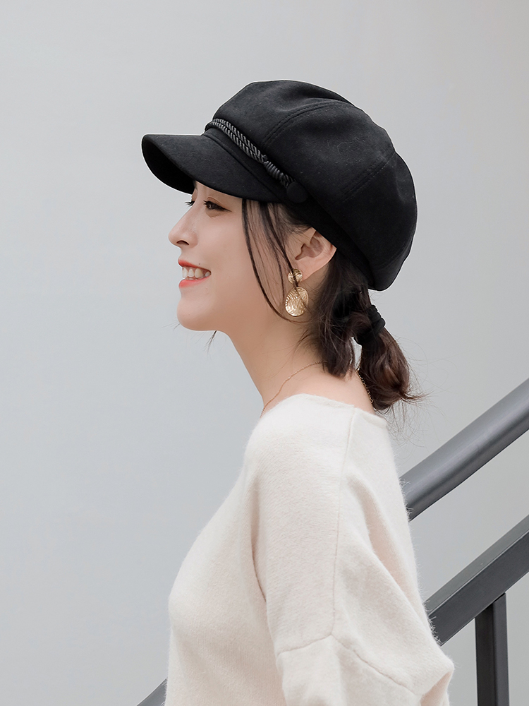 Beley hat female British retro autumn and winter Korean version of the trendy octagonal hat wild student Japanese net red bud hat