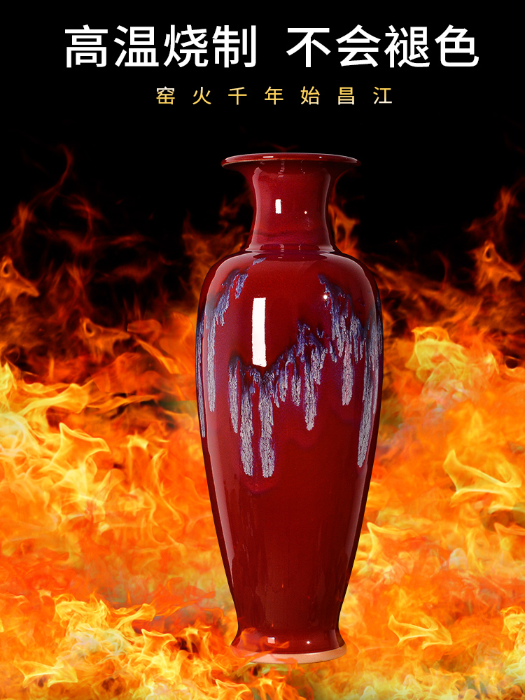 Jingdezhen ceramics up with ruby red vase rich ancient frame of Chinese style household, the sitting room porch classical handicraft furnishing articles