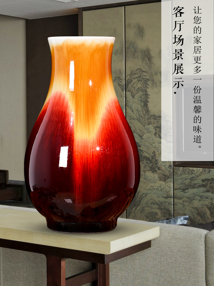 Ruby red vase of jingdezhen ceramics up with the new Chinese style household living room TV ark, porch decorate gifts furnishing articles