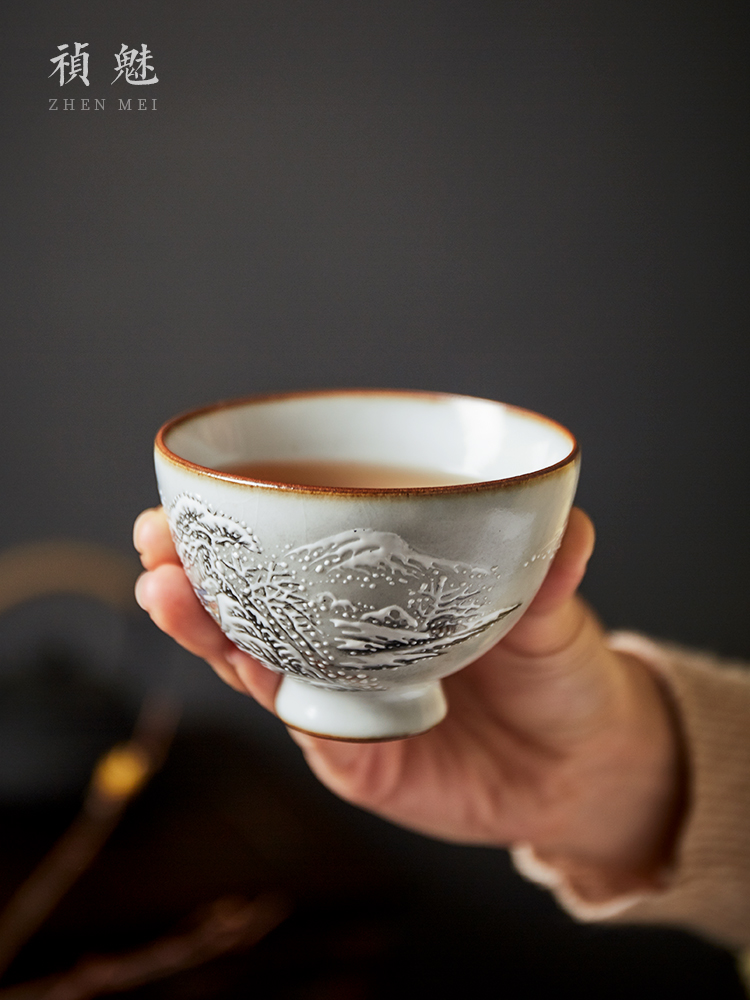 Shot incarnate the hand - made your up open piece of snow masters cup single CPU jingdezhen ceramic kung fu tea set personal cup sample tea cup