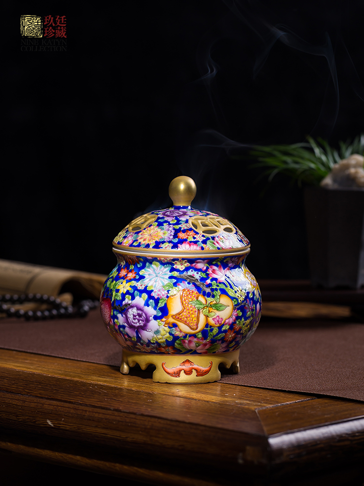 About Nine katyn colored enamel flower incense buner jingdezhen ceramics by hand is placed indoor smoked incense buner accessories high - end collection