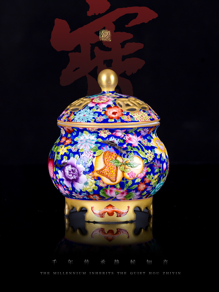 About Nine katyn colored enamel flower incense buner jingdezhen ceramics by hand is placed indoor smoked incense buner accessories high - end collection