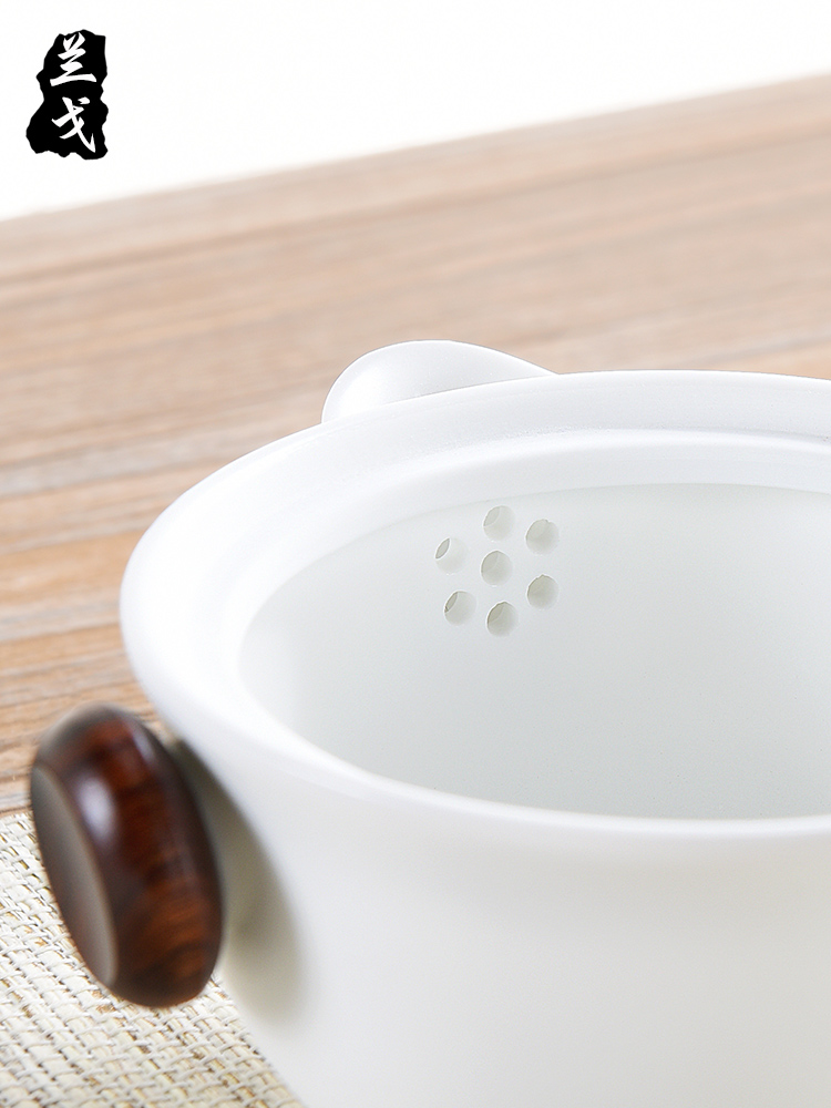 Blue gold mineralization white porcelain kung fu tea set suit small household set of ceramic tea cups spare parts to crack the teapot cup