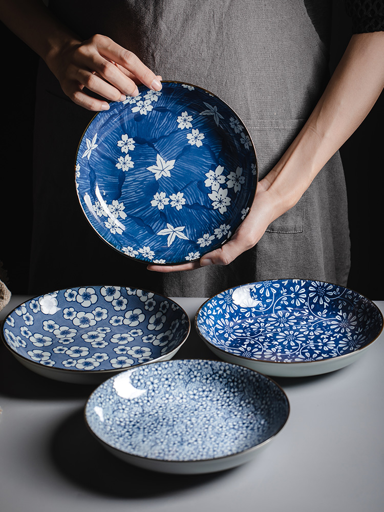 Jingdezhen Japanese ceramics tableware suit 8 inches dish dish dish dish creativity under the glaze color household dumpling dish