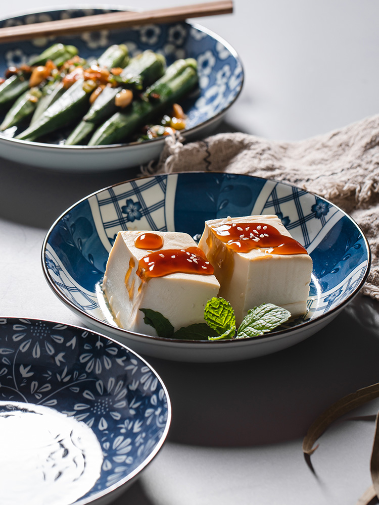 Jingdezhen Japanese ceramics tableware suit 8 inches dish dish dish dish creativity under the glaze color household dumpling dish