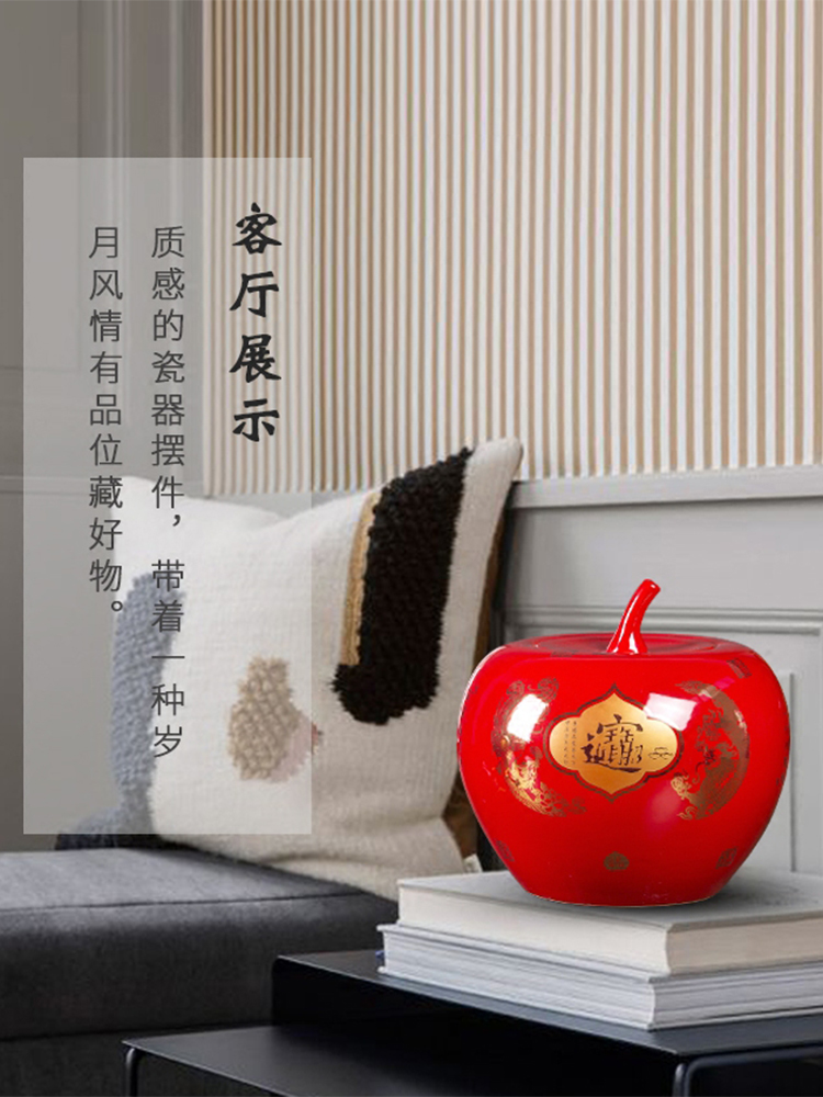 Jingdezhen ceramic red apple pot Chinese style household wine sitting room adornment is placed a wedding gift in the New Year